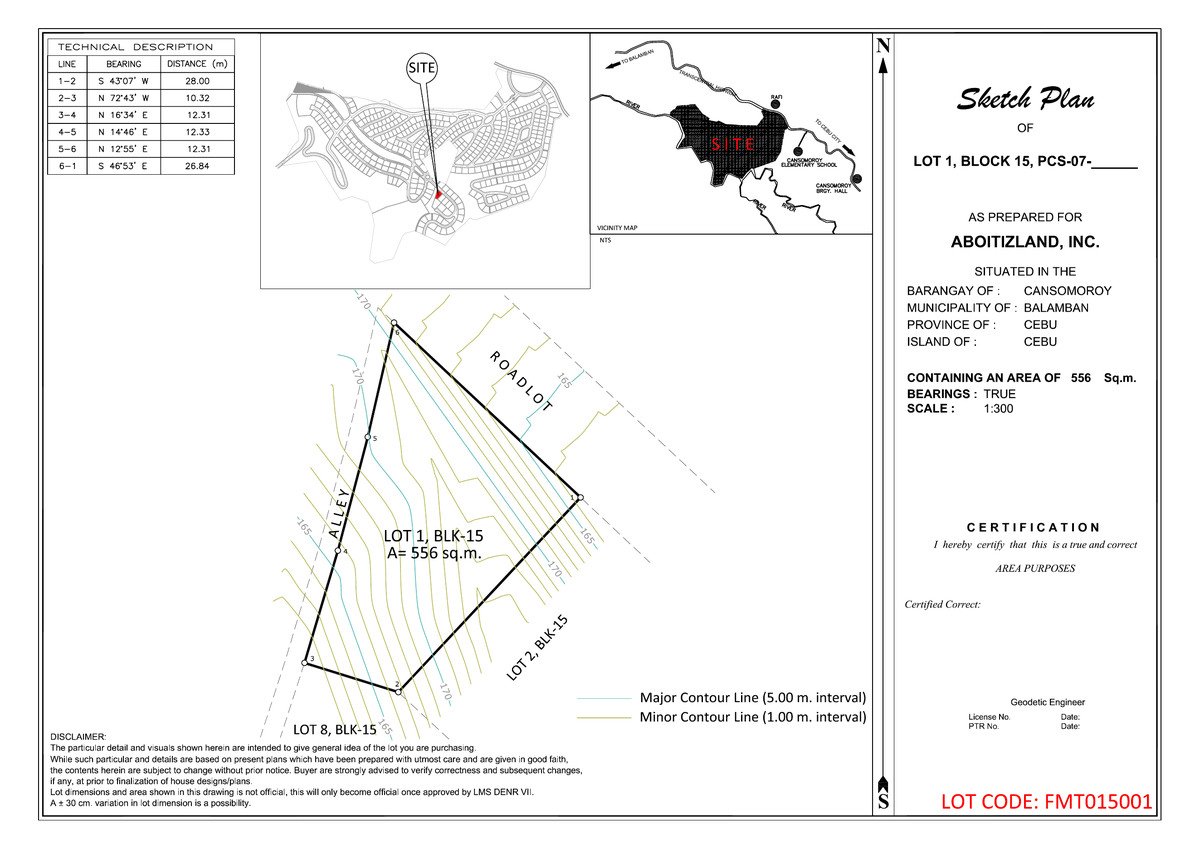 Archival topographic sketch plan for Block 15 Lot 1, Shale Street at Foressa Mountain Town