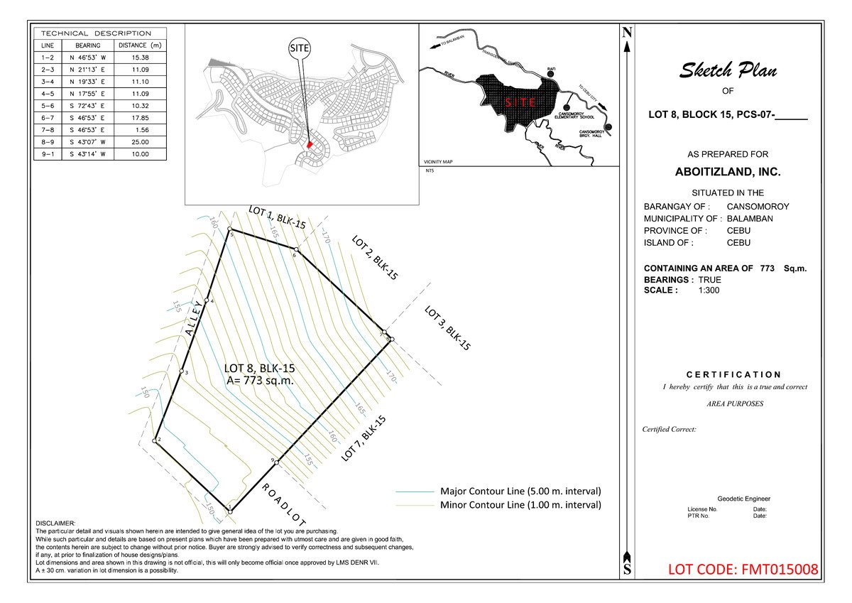 Archival topographic sketch plan for Block 15 Lot 8, Shale Street at Foressa Mountain Town