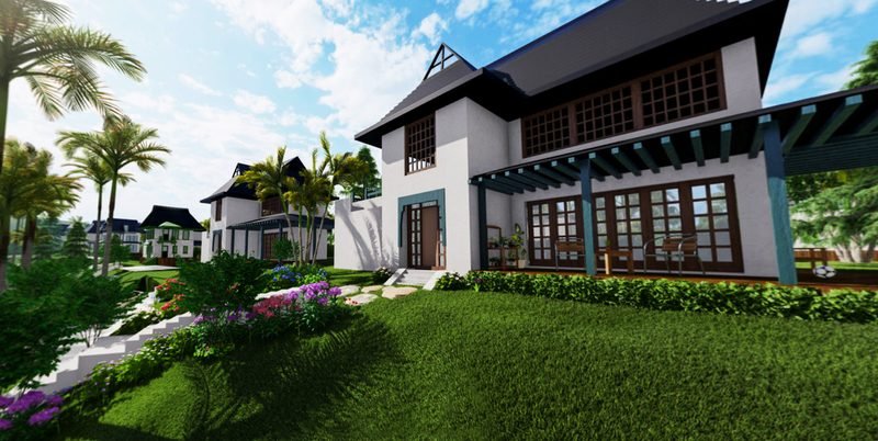 Artist perspective of homes built on residential lots at Foressa Mountain Town